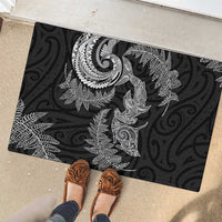 New Zealand Sea Animals with Maori Tribal Tattoo Rubber Doormat Shark Manta Ray with Silver Fern Black LT03 - Polynesian Pride