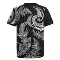 New Zealand Sea Animals with Maori Tribal Tattoo Rugby Jersey Shark Manta Ray with Silver Fern Black LT03 - Polynesian Pride
