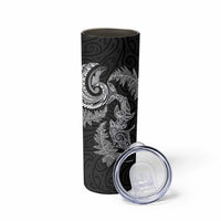 New Zealand Sea Animals with Maori Tribal Tattoo Skinny Tumbler Shark Manta Ray with Silver Fern Black LT03 - Polynesian Pride
