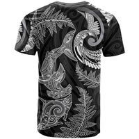New Zealand Sea Animals with Maori Tribal Tattoo T Shirt Shark Manta Ray with Silver Fern Black LT03 - Polynesian Pride