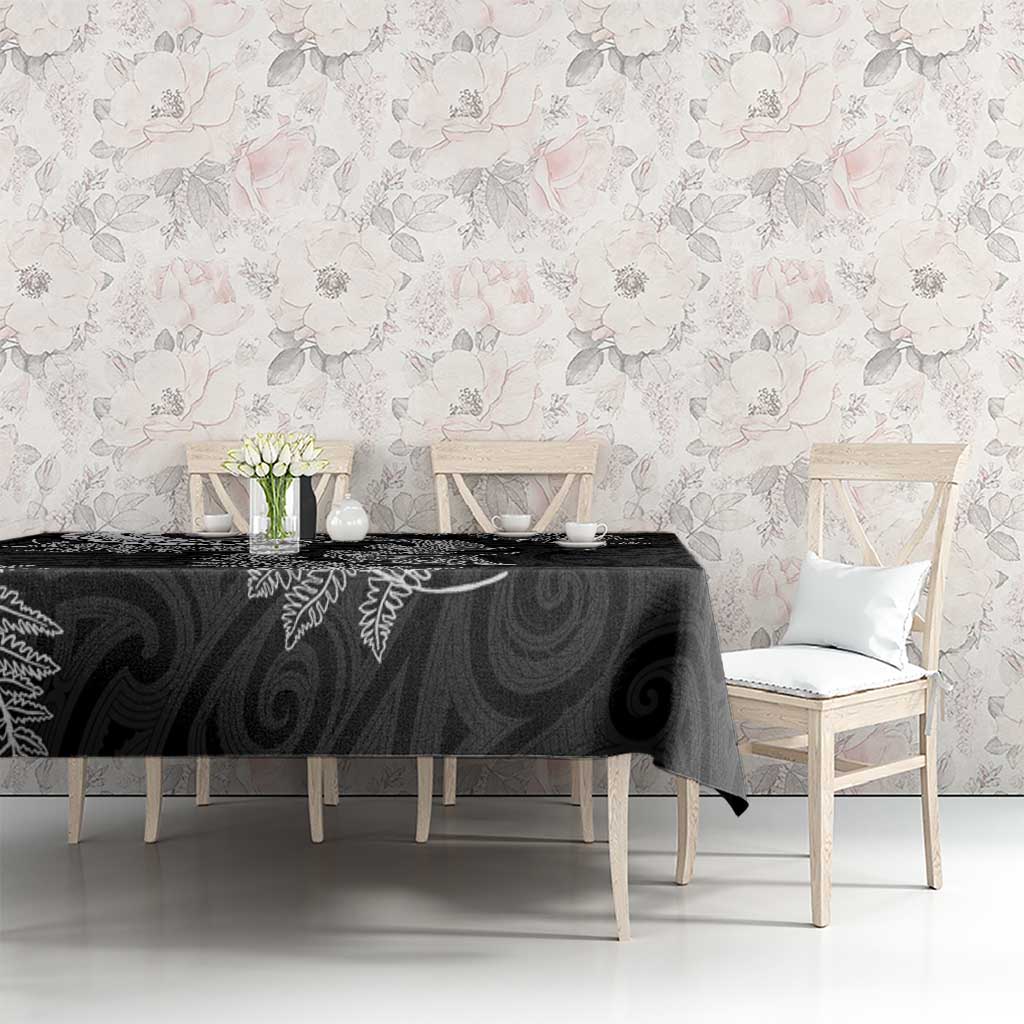 New Zealand Sea Animals with Maori Tribal Tattoo Tablecloth Shark Manta Ray with Silver Fern Black LT03 - Polynesian Pride