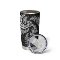 New Zealand Sea Animals with Maori Tribal Tattoo Tumbler Cup Shark Manta Ray with Silver Fern Black LT03 - Polynesian Pride