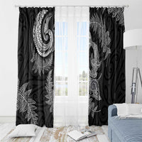 New Zealand Sea Animals with Maori Tribal Tattoo Window Curtain Shark Manta Ray with Silver Fern Black LT03 - Polynesian Pride