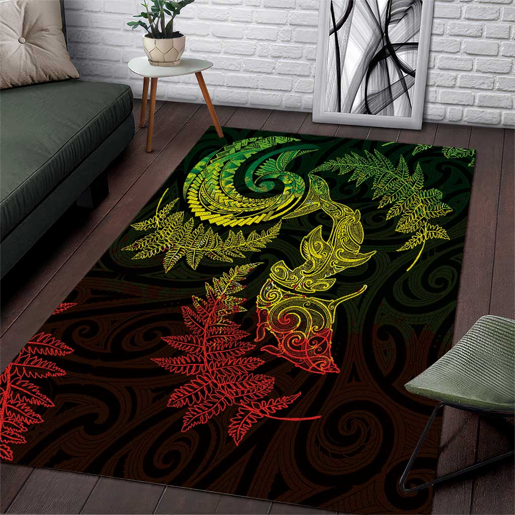 New Zealand Sea Animals with Maori Tribal Tattoo Area Rug Shark Manta Ray with Silver Fern Reggae LT03 Reggae - Polynesian Pride