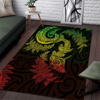 New Zealand Sea Animals with Maori Tribal Tattoo Area Rug Shark Manta Ray with Silver Fern Reggae LT03 Reggae - Polynesian Pride