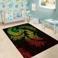 New Zealand Sea Animals with Maori Tribal Tattoo Area Rug Shark Manta Ray with Silver Fern Reggae LT03 - Polynesian Pride