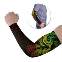 New Zealand Sea Animals with Maori Tribal Tattoo Arm Sleeves Shark Manta Ray with Silver Fern Reggae LT03 Set of 2 Reggae - Polynesian Pride