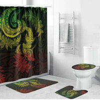 New Zealand Sea Animals with Maori Tribal Tattoo Bathroom Set Shark Manta Ray with Silver Fern Reggae LT03 Bathroom Set (4 pcs) Reggae - Polynesian Pride