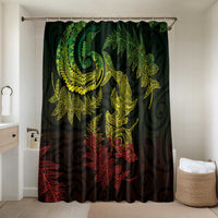 New Zealand Sea Animals with Maori Tribal Tattoo Bathroom Set Shark Manta Ray with Silver Fern Reggae LT03 Shower Curtain Only Reggae - Polynesian Pride