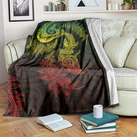 New Zealand Sea Animals with Maori Tribal Tattoo Blanket Shark Manta Ray with Silver Fern Reggae LT03 Reggae - Polynesian Pride