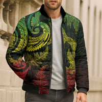 New Zealand Sea Animals with Maori Tribal Tattoo Bomber Puffer Jacket Shark Manta Ray with Silver Fern Reggae LT03 - Polynesian Pride