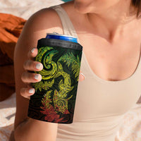 New Zealand Sea Animals with Maori Tribal Tattoo 4 in 1 Can Cooler Tumbler Shark Manta Ray with Silver Fern Reggae LT03 - Polynesian Pride