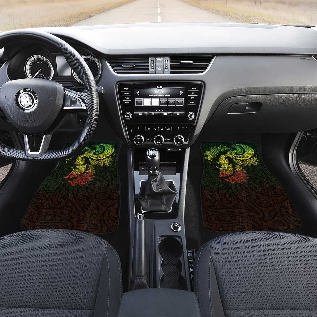 New Zealand Sea Animals with Maori Tribal Tattoo Car Mats Shark Manta Ray with Silver Fern Reggae LT03 Set 2pcs - Front Reggae - Polynesian Pride