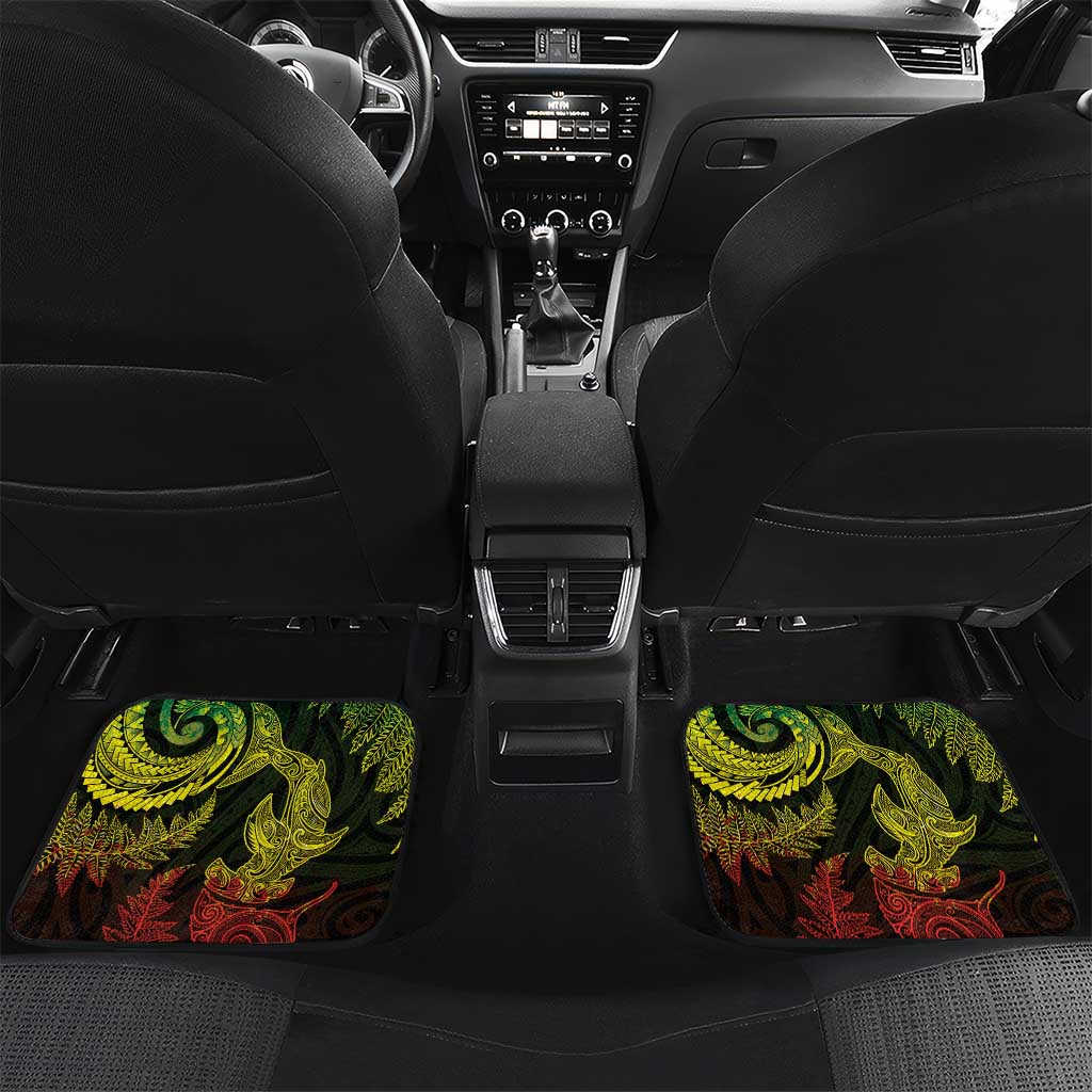 New Zealand Sea Animals with Maori Tribal Tattoo Car Mats Shark Manta Ray with Silver Fern Reggae LT03 Set 2pcs - Back Reggae - Polynesian Pride