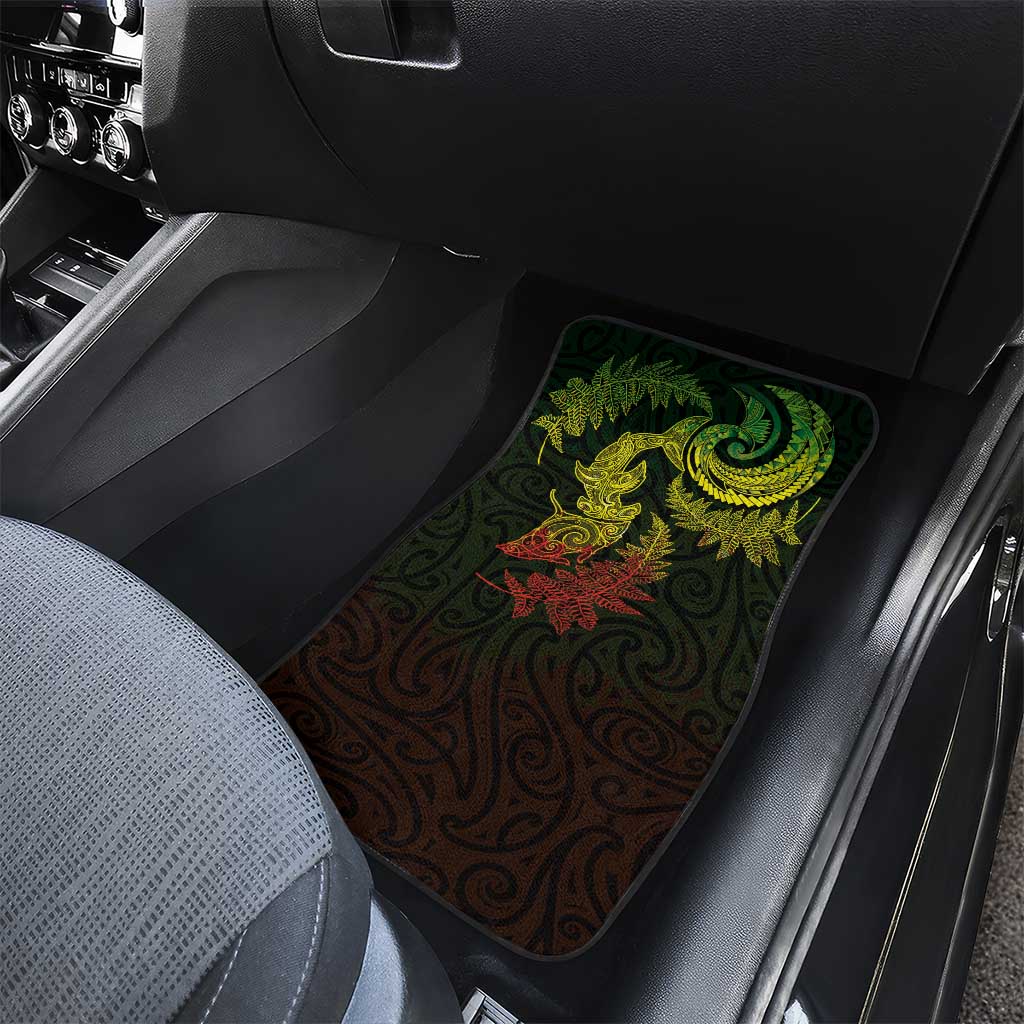 New Zealand Sea Animals with Maori Tribal Tattoo Car Mats Shark Manta Ray with Silver Fern Reggae LT03 - Polynesian Pride