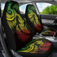 New Zealand Sea Animals with Maori Tribal Tattoo Car Seat Cover Shark Manta Ray with Silver Fern Reggae LT03 - Polynesian Pride