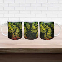 New Zealand Sea Animals with Maori Tribal Tattoo Ceramic Mug Shark Manta Ray with Silver Fern Reggae LT03 - Polynesian Pride