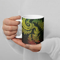New Zealand Sea Animals with Maori Tribal Tattoo Ceramic Mug Shark Manta Ray with Silver Fern Reggae LT03 - Polynesian Pride