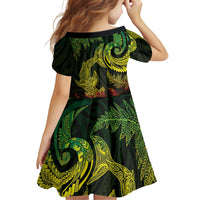 New Zealand Sea Animals with Maori Tribal Tattoo Family Matching Tank Maxi Dress and Hawaiian Shirt Shark Manta Ray with Silver Fern Reggae LT03 - Polynesian Pride