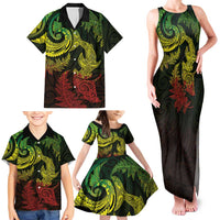 New Zealand Sea Animals with Maori Tribal Tattoo Family Matching Tank Maxi Dress and Hawaiian Shirt Shark Manta Ray with Silver Fern Reggae LT03 - Polynesian Pride