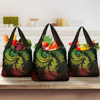 New Zealand Sea Animals with Maori Tribal Tattoo Grocery Bag Shark Manta Ray with Silver Fern Reggae LT03 3-pack One Size Reggae - Polynesian Pride
