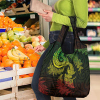 New Zealand Sea Animals with Maori Tribal Tattoo Grocery Bag Shark Manta Ray with Silver Fern Reggae LT03 - Polynesian Pride