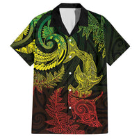 New Zealand Sea Animals with Maori Tribal Tattoo Hawaiian Shirt Shark Manta Ray with Silver Fern Reggae LT03 Reggae - Polynesian Pride