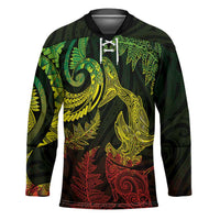 New Zealand Sea Animals with Maori Tribal Tattoo Hockey Jersey Shark Manta Ray with Silver Fern Reggae LT03 Unisex Reggae - Polynesian Pride