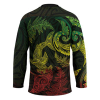New Zealand Sea Animals with Maori Tribal Tattoo Hockey Jersey Shark Manta Ray with Silver Fern Reggae LT03 - Polynesian Pride