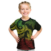 New Zealand Sea Animals with Maori Tribal Tattoo Kid T Shirt Shark Manta Ray with Silver Fern Reggae LT03 Reggae - Polynesian Pride