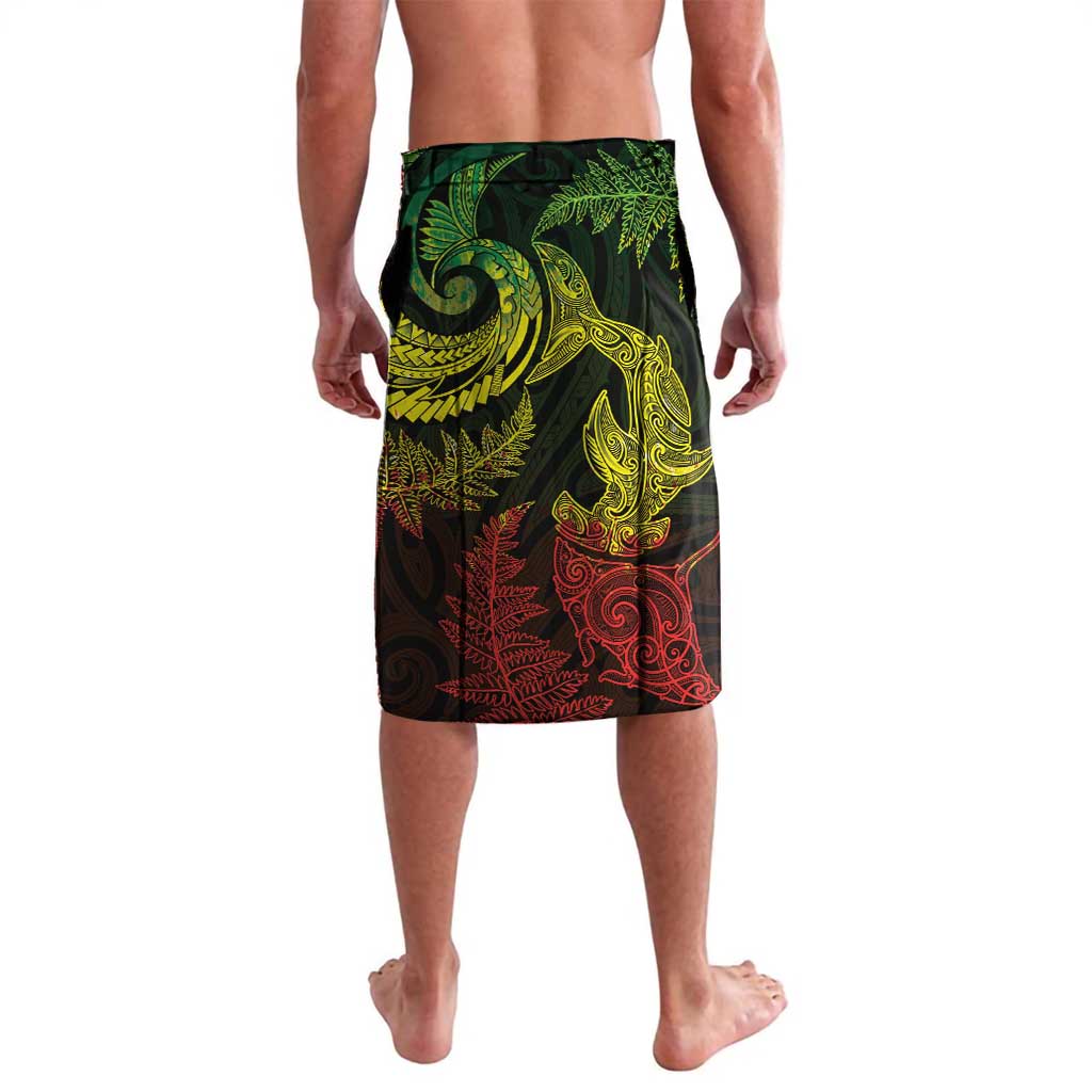 New Zealand Sea Animals with Maori Tribal Tattoo Lavalava Shark Manta Ray with Silver Fern Reggae LT03 - Polynesian Pride
