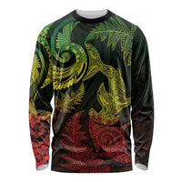 New Zealand Sea Animals with Maori Tribal Tattoo Long Sleeve Shirt Shark Manta Ray with Silver Fern Reggae LT03 Unisex Reggae - Polynesian Pride