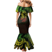 New Zealand Sea Animals with Maori Tribal Tattoo Mermaid Dress Shark Manta Ray with Silver Fern Reggae LT03 - Polynesian Pride