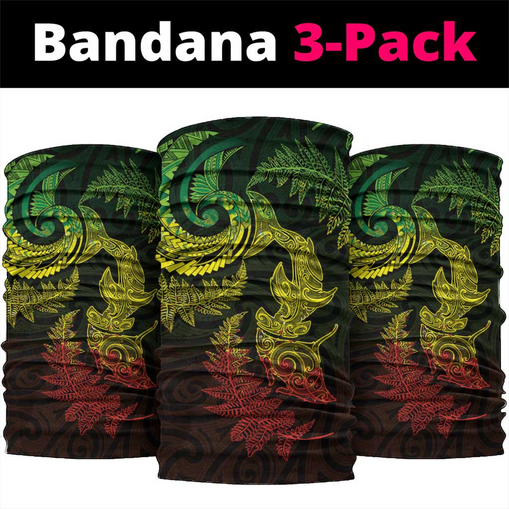 New Zealand Sea Animals with Maori Tribal Tattoo Neck Gaiter Shark Manta Ray with Silver Fern Reggae LT03 package One Size: 25*50cm Reggae - Polynesian Pride