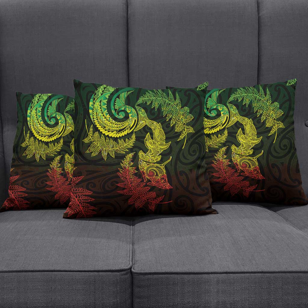 New Zealand Sea Animals with Maori Tribal Tattoo Pillow Cover Shark Manta Ray with Silver Fern Reggae LT03 - Polynesian Pride
