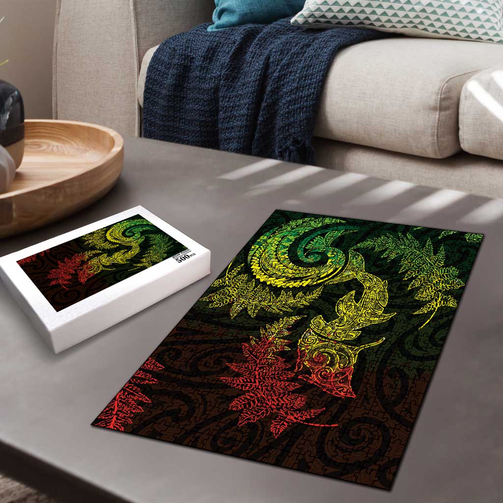 New Zealand Sea Animals with Maori Tribal Tattoo Puzzle Shark Manta Ray with Silver Fern Reggae LT03 - Polynesian Pride