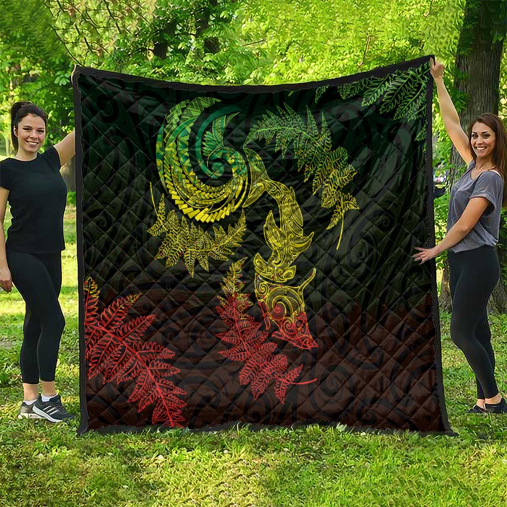 New Zealand Sea Animals with Maori Tribal Tattoo Quilt Shark Manta Ray with Silver Fern Reggae LT03 - Polynesian Pride