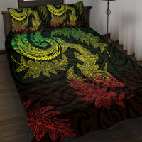 New Zealand Sea Animals with Maori Tribal Tattoo Quilt Bed Set Shark Manta Ray with Silver Fern Reggae LT03 Reggae - Polynesian Pride
