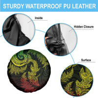 New Zealand Sea Animals with Maori Tribal Tattoo Spare Tire Cover Shark Manta Ray with Silver Fern Reggae LT03 - Polynesian Pride