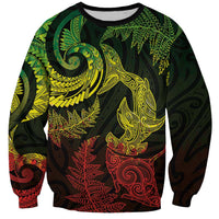 New Zealand Sea Animals with Maori Tribal Tattoo Sweatshirt Shark Manta Ray with Silver Fern Reggae LT03 Unisex Reggae - Polynesian Pride