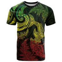 New Zealand Sea Animals with Maori Tribal Tattoo T Shirt Shark Manta Ray with Silver Fern Reggae LT03 Reggae - Polynesian Pride