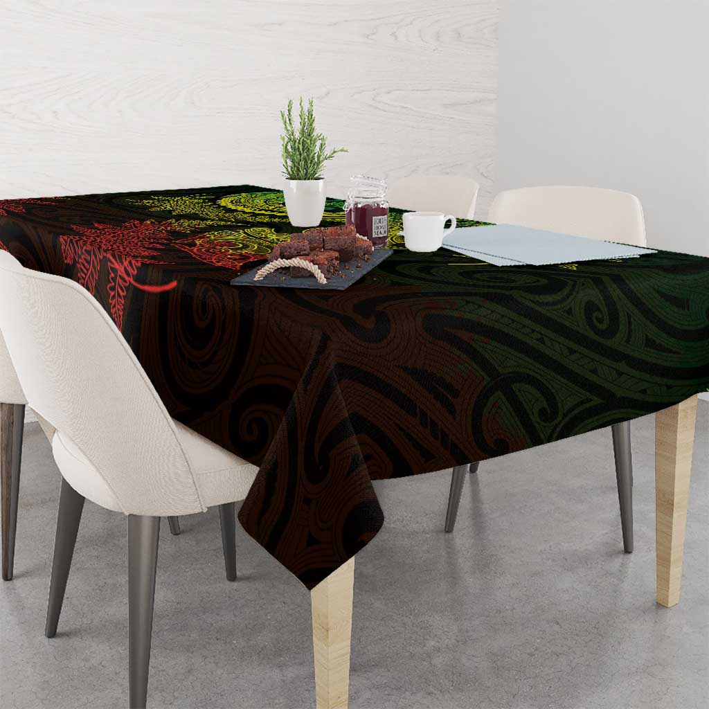 New Zealand Sea Animals with Maori Tribal Tattoo Tablecloth Shark Manta Ray with Silver Fern Reggae LT03 - Polynesian Pride