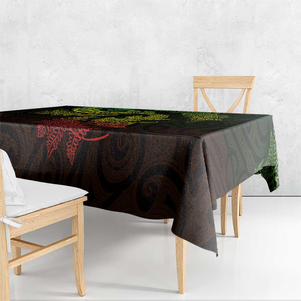 New Zealand Sea Animals with Maori Tribal Tattoo Tablecloth Shark Manta Ray with Silver Fern Reggae LT03 - Polynesian Pride