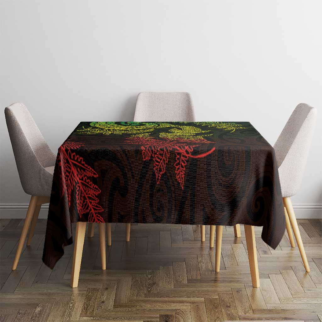 New Zealand Sea Animals with Maori Tribal Tattoo Tablecloth Shark Manta Ray with Silver Fern Reggae LT03 - Polynesian Pride