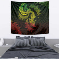 New Zealand Sea Animals with Maori Tribal Tattoo Tapestry Shark Manta Ray with Silver Fern Reggae LT03 - Polynesian Pride