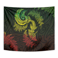 New Zealand Sea Animals with Maori Tribal Tattoo Tapestry Shark Manta Ray with Silver Fern Reggae LT03 - Polynesian Pride