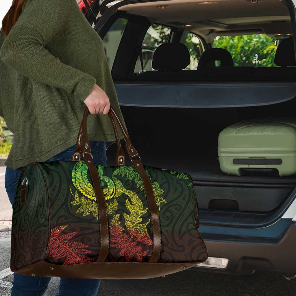 New Zealand Sea Animals with Maori Tribal Tattoo Travel Bag Shark Manta Ray with Silver Fern Reggae LT03 - Polynesian Pride
