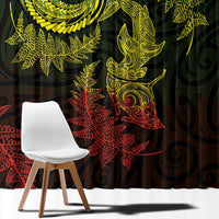 New Zealand Sea Animals with Maori Tribal Tattoo Window Curtain Shark Manta Ray with Silver Fern Reggae LT03 - Polynesian Pride