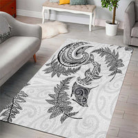 New Zealand Sea Animals with Maori Tribal Tattoo Area Rug Shark Manta Ray with Silver Fern White LT03 - Polynesian Pride