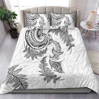 New Zealand Sea Animals with Maori Tribal Tattoo Bedding Set Shark Manta Ray with Silver Fern White LT03 - Polynesian Pride